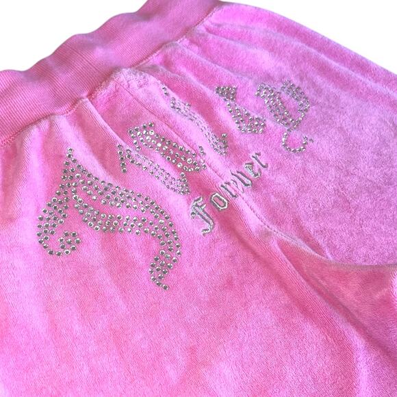 Juicy Couture Big Bling Velour Jogger Hot Pink Rhinestones Athleisure Size M - Picture 5 of 13